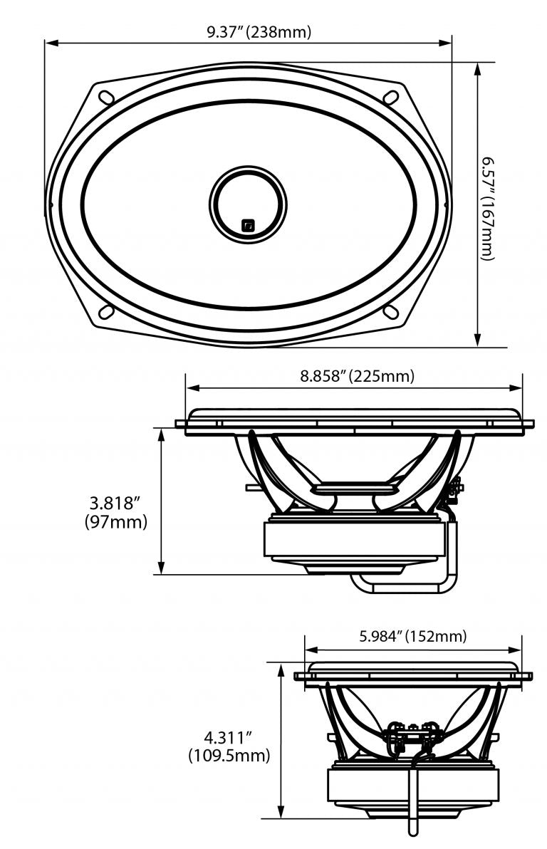 6x9" Stroker Series High Output 500W Max Coaxial Speakers ST69CX